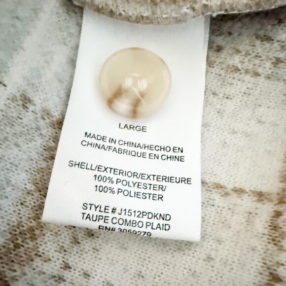 THREAD & SUPPLY | Shacket Plaid Oversized Warm Jacket Coat Taupe Combo | Large - Picture 6 of 8